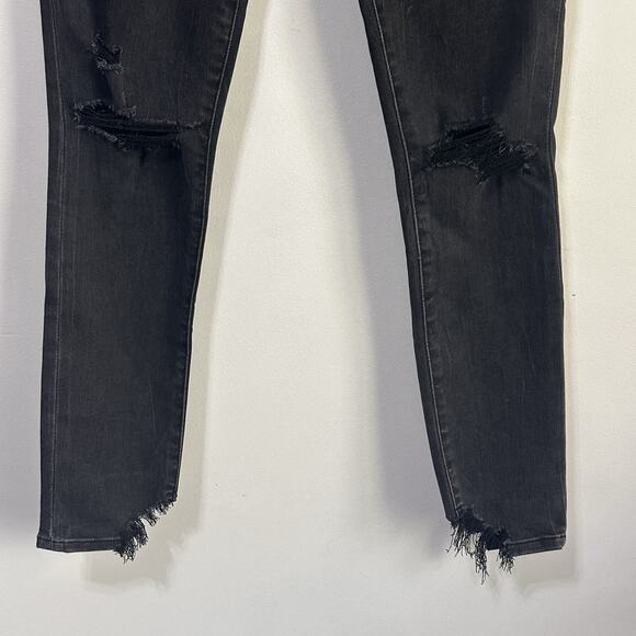 Abercrombie & Fitch Jeans 26/2 Super Skinny Ankle Jeans Black Stretch Ripped - Picture 2 of 9